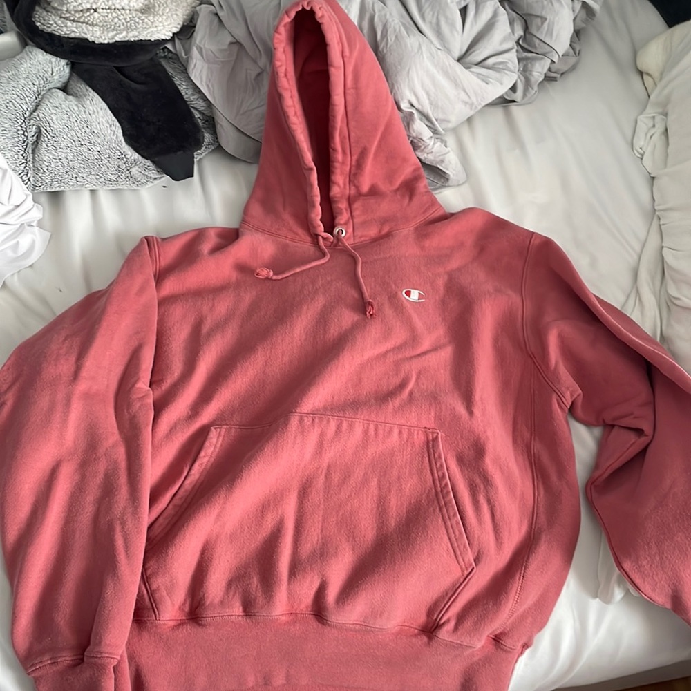 salmon colored champion hoodie